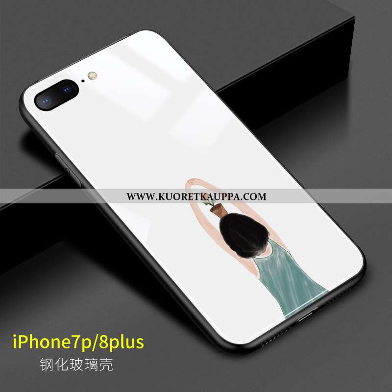Kuori iPhone 8 Plus, Kuoret iPhone 8 Plus, Kotelo iPhone 8 Plus Lasi Luova Auringonkukka Taide Valko