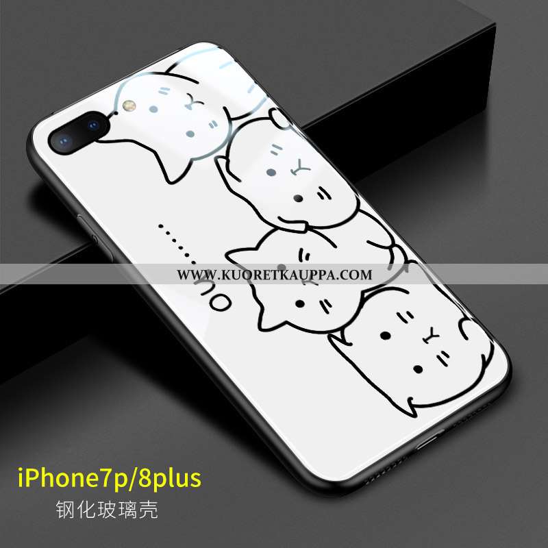 Kuori iPhone 8 Plus, Kuoret iPhone 8 Plus, Kotelo iPhone 8 Plus Lasi Luova Rakastunut Kissa Kova Val