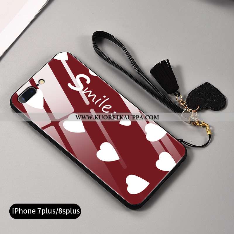 Kuori iPhone 8 Plus, Kuoret iPhone 8 Plus, Kotelo iPhone 8 Plus Lasi Luova Suojaus Rakkaus Punainen