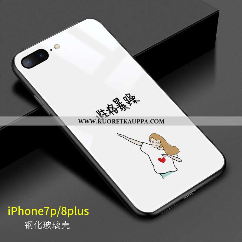 Kuori iPhone 8 Plus, Kuoret iPhone 8 Plus, Kotelo iPhone 8 Plus Lasi Persoonallisuus Puhelimen Valko
