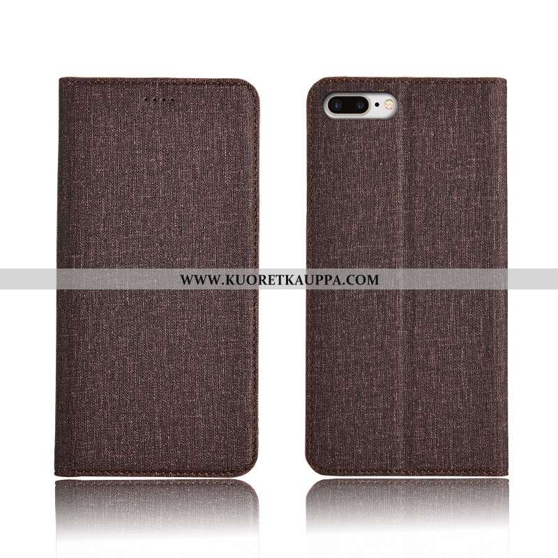 Kuori iPhone 8 Plus, Kuoret iPhone 8 Plus, Kotelo iPhone 8 Plus Pellava Nahkakuori Uusi Suojaus Must