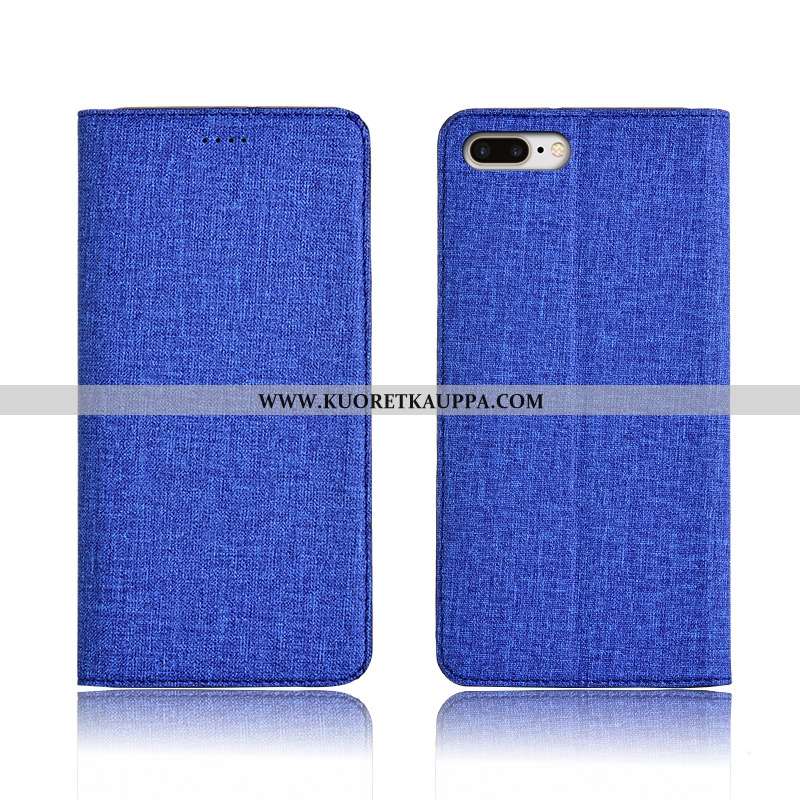 Kuori iPhone 8 Plus, Kuoret iPhone 8 Plus, Kotelo iPhone 8 Plus Pellava Nahkakuori Uusi Suojaus Must