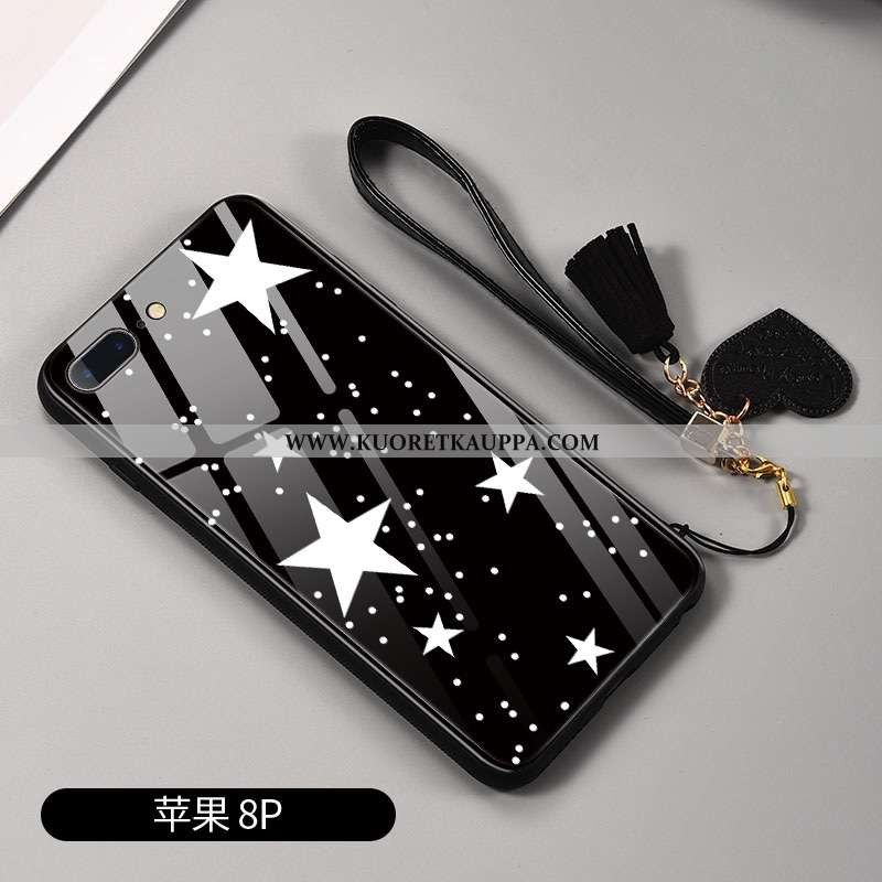 Kuori iPhone 8 Plus, Kuoret iPhone 8 Plus, Kotelo iPhone 8 Plus Silikoni Suojaus Net Red Musta Lasi 