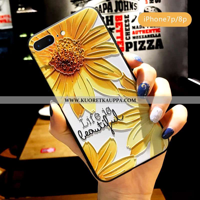 Kuori iPhone 8 Plus, Kuoret iPhone 8 Plus, Kotelo iPhone 8 Plus Suojaus Pesty Suede Keltainen Puheli