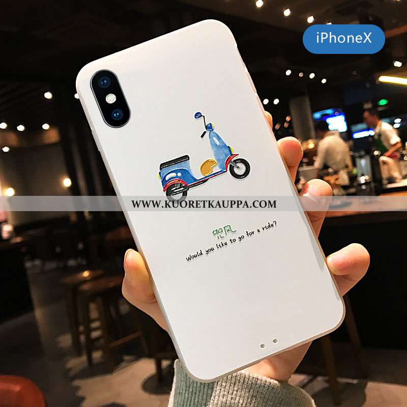 Kuori iPhone X, Kuoret iPhone X, Kotelo iPhone X Kohokuviointi Ultra Pieni Uusi Suojaus Valkoinen