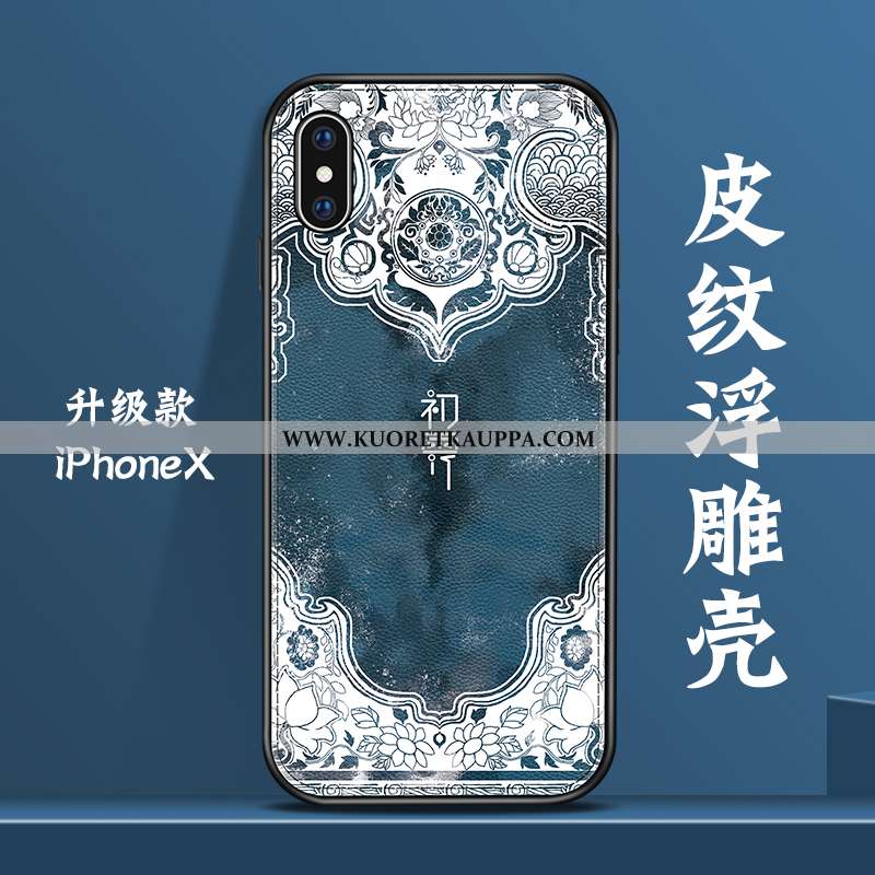 Kuori iPhone X, Kuoret iPhone X, Kotelo iPhone X Kukkakuvio Suuntaus Murtumaton Nahka Punainen