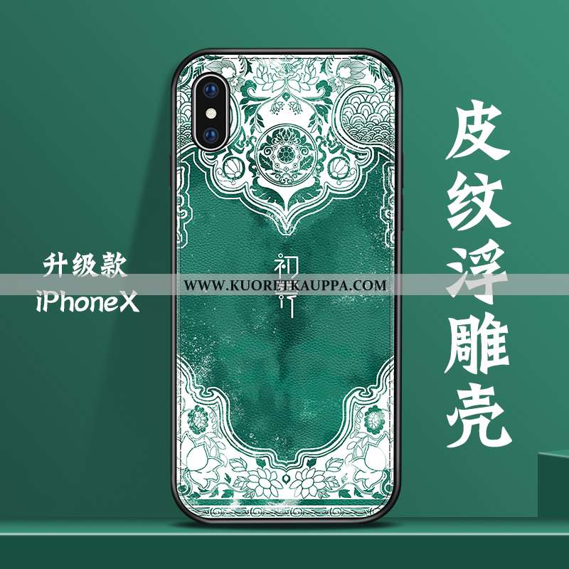 Kuori iPhone X, Kuoret iPhone X, Kotelo iPhone X Kukkakuvio Suuntaus Murtumaton Nahka Punainen