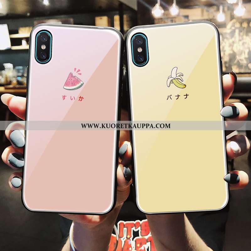 Kuori iPhone X, Kuoret iPhone X, Kotelo iPhone X Lasi Ihana Pieni Jauhe Pinkki