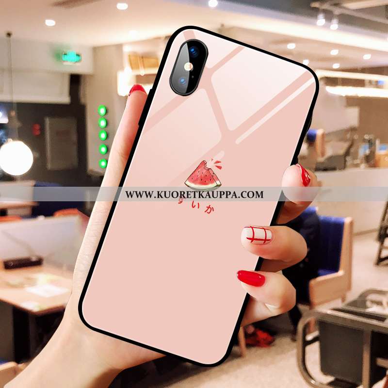 Kuori iPhone X, Kuoret iPhone X, Kotelo iPhone X Lasi Ihana Pieni Jauhe Pinkki