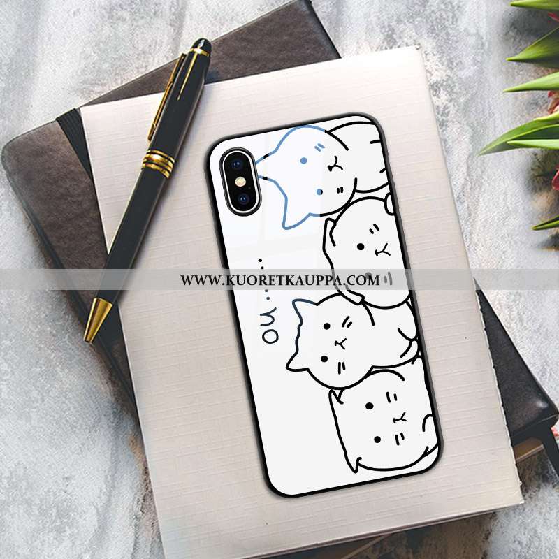 Kuori iPhone X, Kuoret iPhone X, Kotelo iPhone X Lasi Luova Hauska Valkoinen
