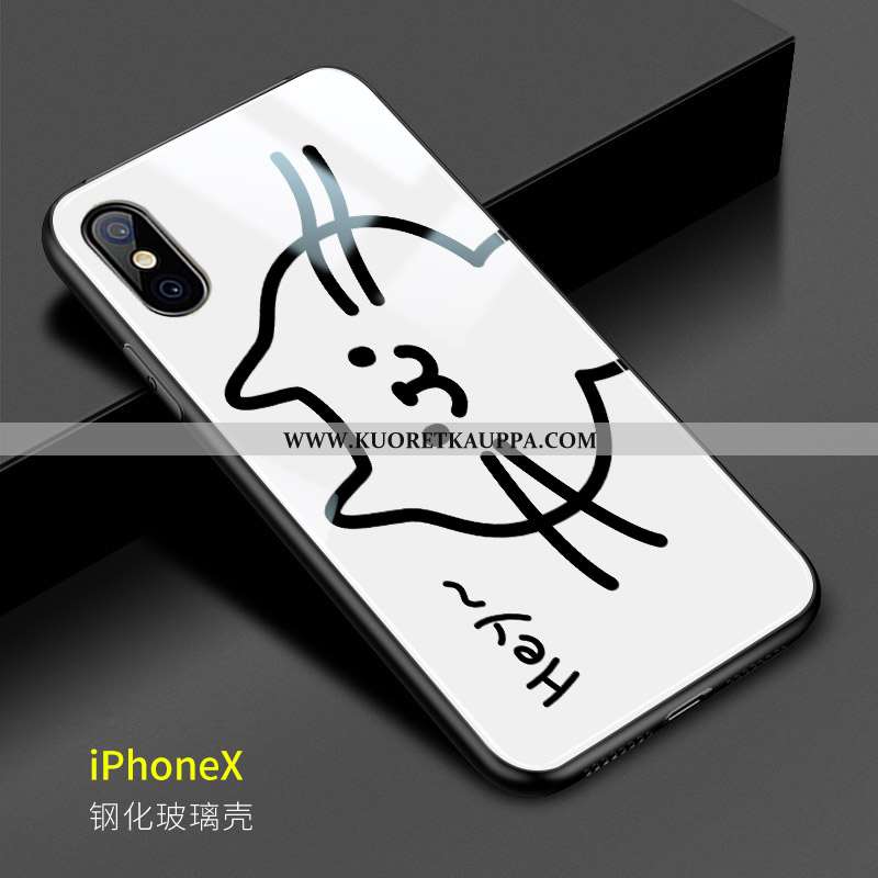 Kuori iPhone X, Kuoret iPhone X, Kotelo iPhone X Lasi Luova Hauska Valkoinen