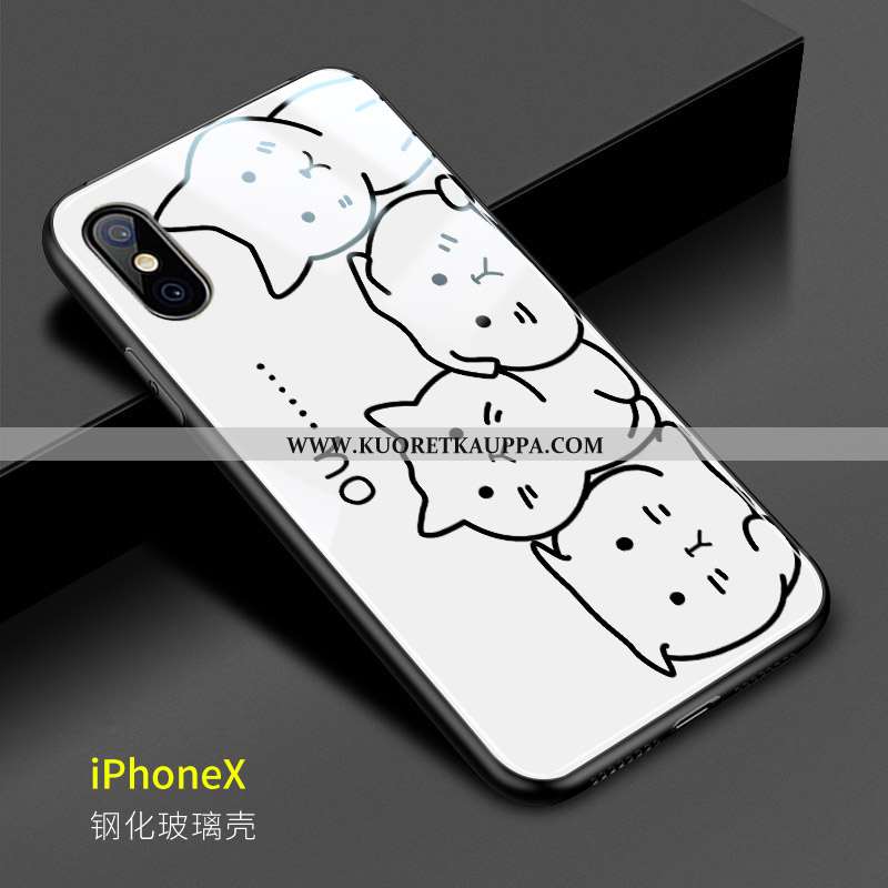 Kuori iPhone X, Kuoret iPhone X, Kotelo iPhone X Lasi Luova Hauska Valkoinen
