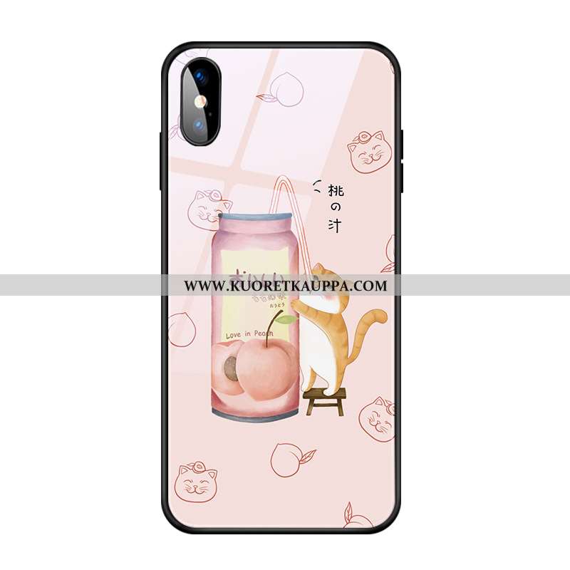 Kuori iPhone X, Kuoret iPhone X, Kotelo iPhone X Lasi Luova Sarjakuva Kustannukset Jauhe Pinkki