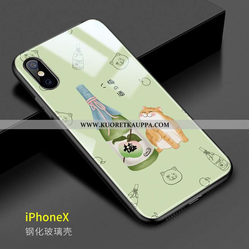 Kuori iPhone X, Kuoret iPhone X, Kotelo iPhone X Lasi Luova Sarjakuva Kustannukset Jauhe Pinkki