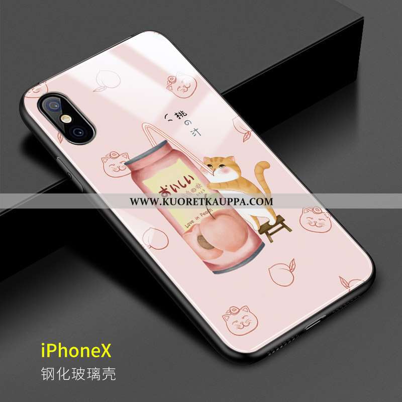 Kuori iPhone X, Kuoret iPhone X, Kotelo iPhone X Lasi Luova Sarjakuva Kustannukset Jauhe Pinkki