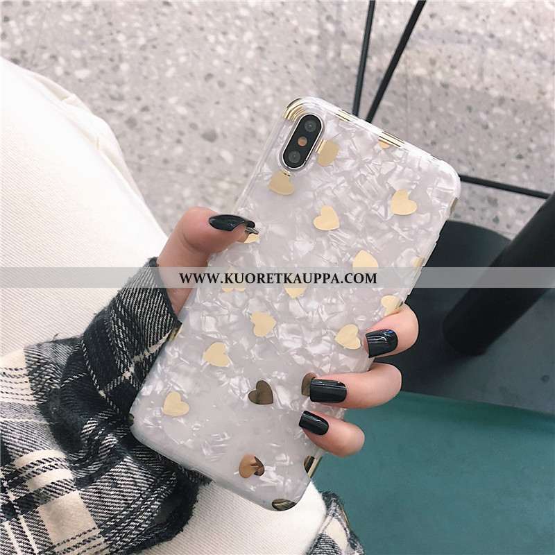 Kuori iPhone X, Kuoret iPhone X, Kotelo iPhone X Pehmeä Neste Puhelimen Rakkaus Kulta Valkoinen