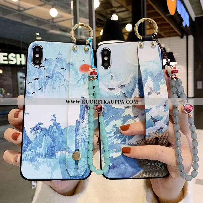 Kuori iPhone X, Kuoret iPhone X, Kotelo iPhone X Pehmeä Neste Silikoni Sininen Vuosikerta Kohokuvioi