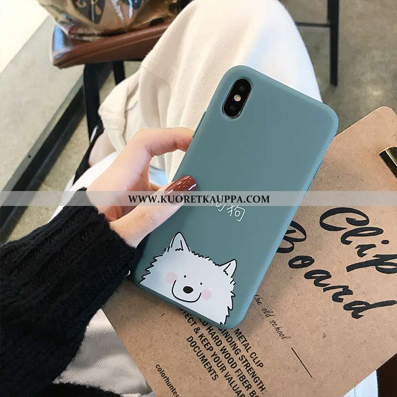 Kuori iPhone X, Kuoret iPhone X, Kotelo iPhone X Pehmeä Neste Suojaus Sarjakuva Sininen Koira