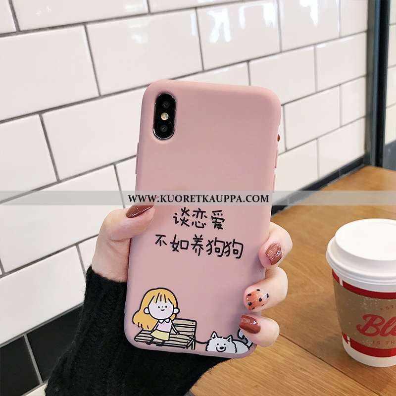 Kuori iPhone X, Kuoret iPhone X, Kotelo iPhone X Pehmeä Neste Suojaus Sarjakuva Sininen Koira