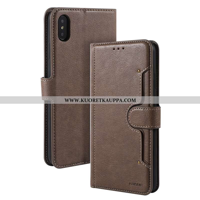 Kuori iPhone X, Kuoret iPhone X, Kotelo iPhone X Suojaus Nahkakuori Ylellisyys Murtumaton Nahka Must