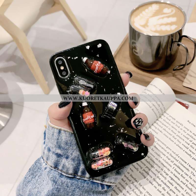 Kuori iPhone X, Kuoret iPhone X, Kotelo iPhone X Suuntaus Silikoni Murtumaton Pieni Musta Mustat