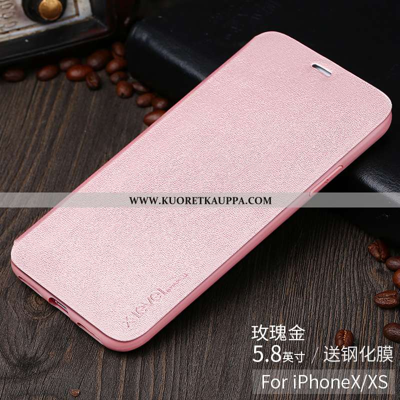 Kuori iPhone X, Kuoret iPhone X, Kotelo iPhone X Ultra Valo Nahkakuori Luova Pinkki