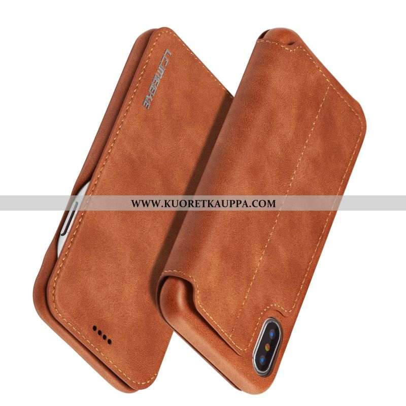 Kuori iPhone X, Kuoret iPhone X, Kotelo iPhone X Valo Suojaus Nahkakuori Punainen