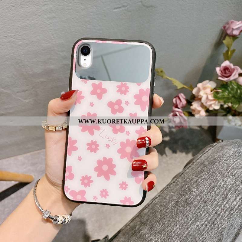 Kuori iPhone Xr, Kuoret iPhone Xr, Kotelo iPhone Xr Lasi Luova Net Red Pinkki