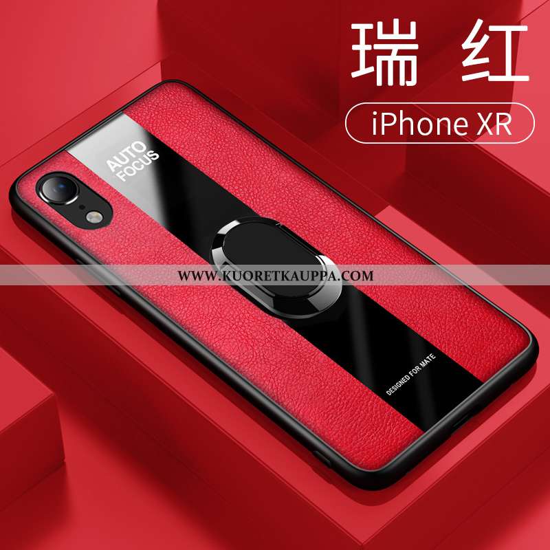 Kuori iPhone Xr, Kuoret iPhone Xr, Kotelo iPhone Xr Lasi Nahkakuori Punainen Auto Suuntaus