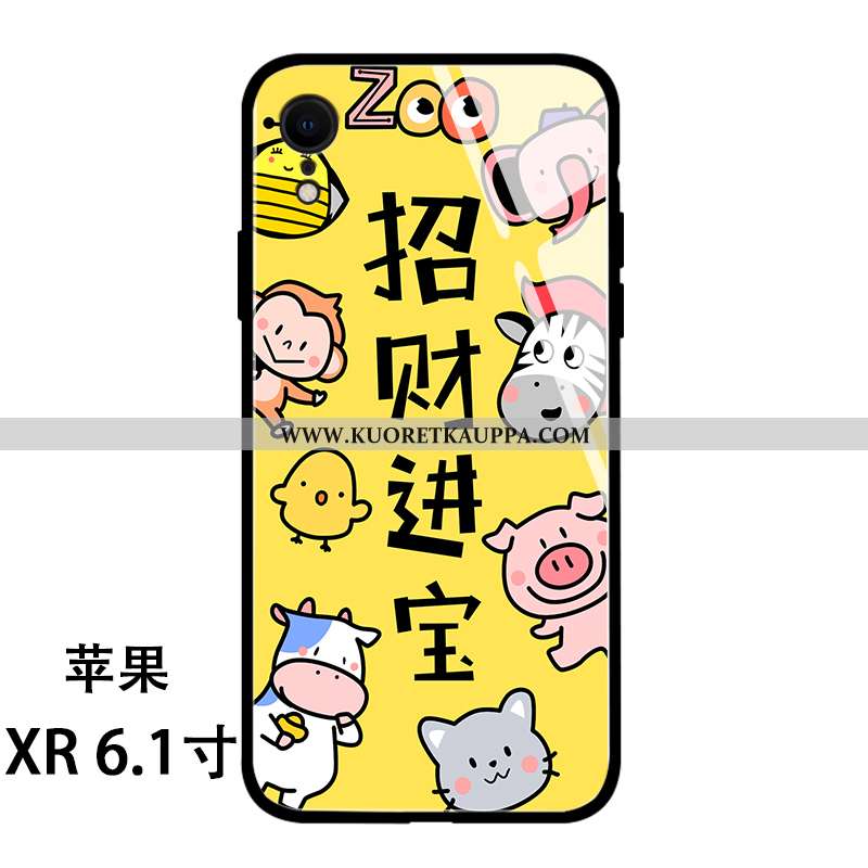 Kuori iPhone Xr, Kuoret iPhone Xr, Kotelo iPhone Xr Lasi Persoonallisuus Sarjakuva Suojaus Keltaiset