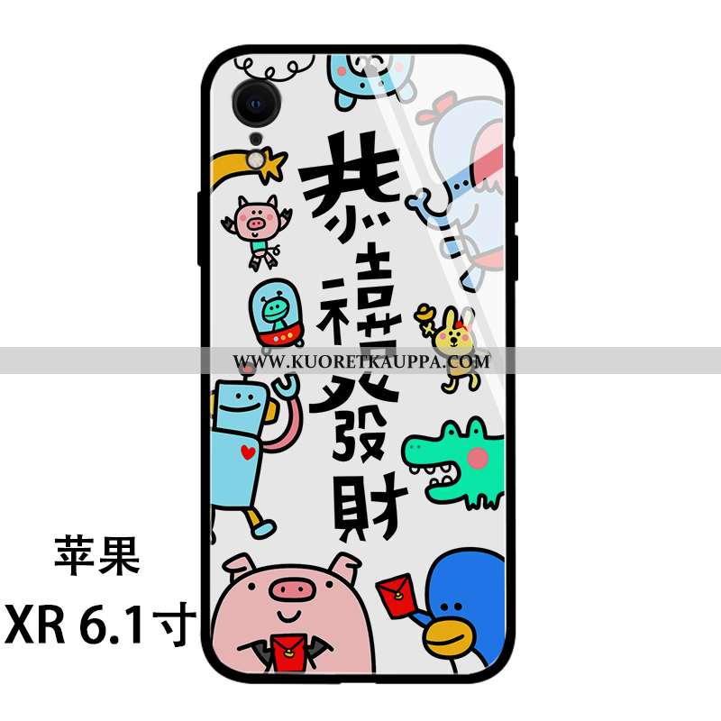 Kuori iPhone Xr, Kuoret iPhone Xr, Kotelo iPhone Xr Lasi Persoonallisuus Sarjakuva Suojaus Keltaiset