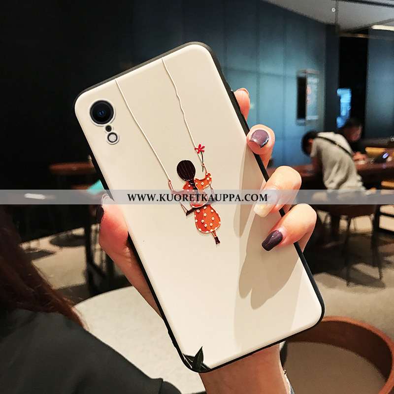 Kuori iPhone Xr, Kuoret iPhone Xr, Kotelo iPhone Xr Luova Suuntaus Valkoinen Pesty Suede Murtumaton