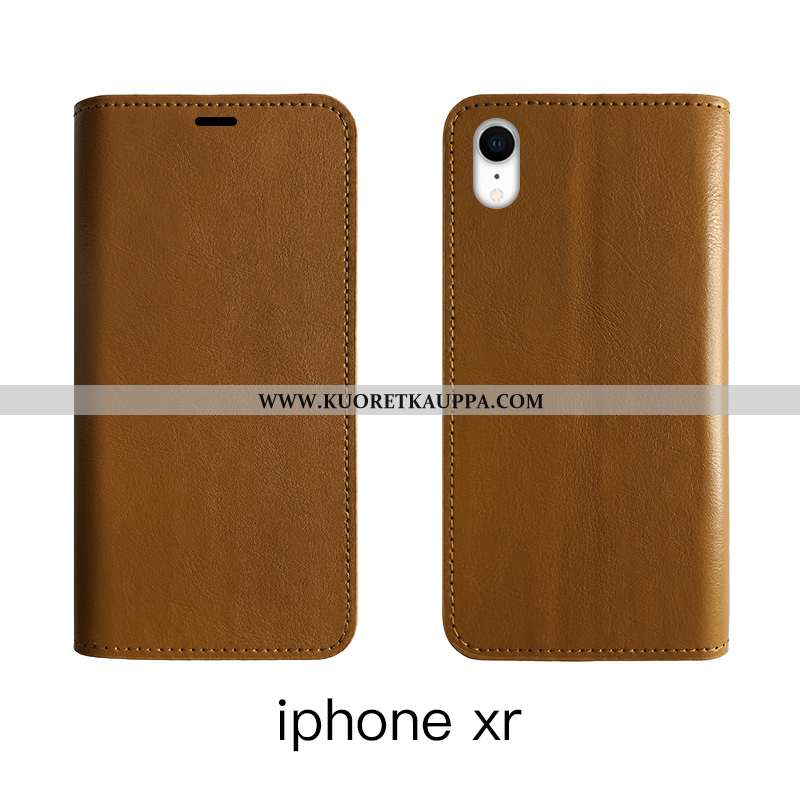 Kuori iPhone Xr, Kuoret iPhone Xr, Kotelo iPhone Xr Nahkakuori Aito Nahka Suojaus Ruskea