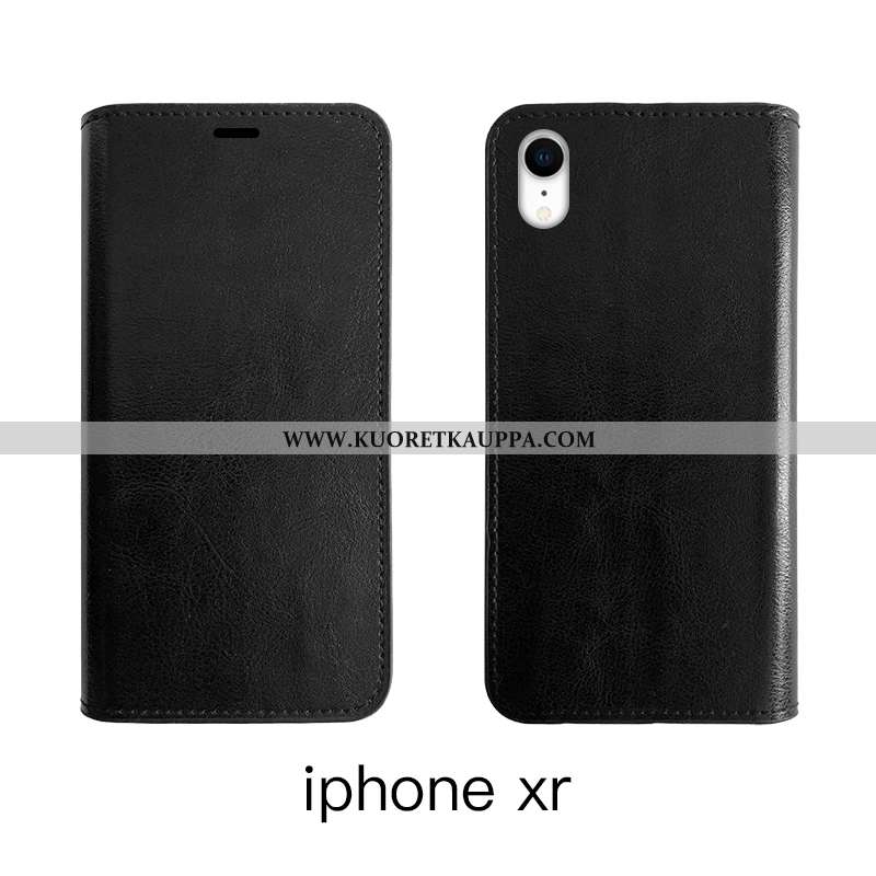 Kuori iPhone Xr, Kuoret iPhone Xr, Kotelo iPhone Xr Nahkakuori Aito Nahka Suojaus Ruskea