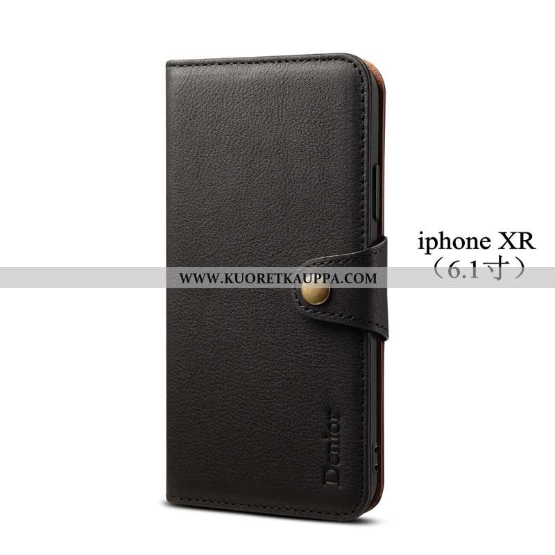 Kuori iPhone Xr, Kuoret iPhone Xr, Kotelo iPhone Xr Nahkakuori Nahka Murtumaton Mustat