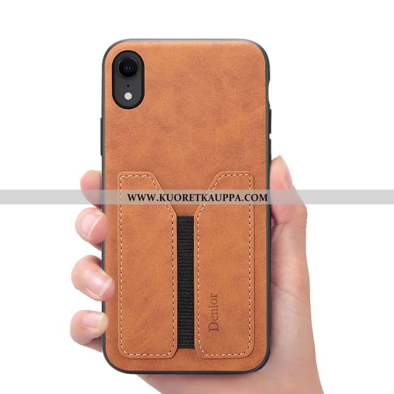 Kuori iPhone Xr, Kuoret iPhone Xr, Kotelo iPhone Xr Nahkakuori Salkku Puhelimen Ruskea