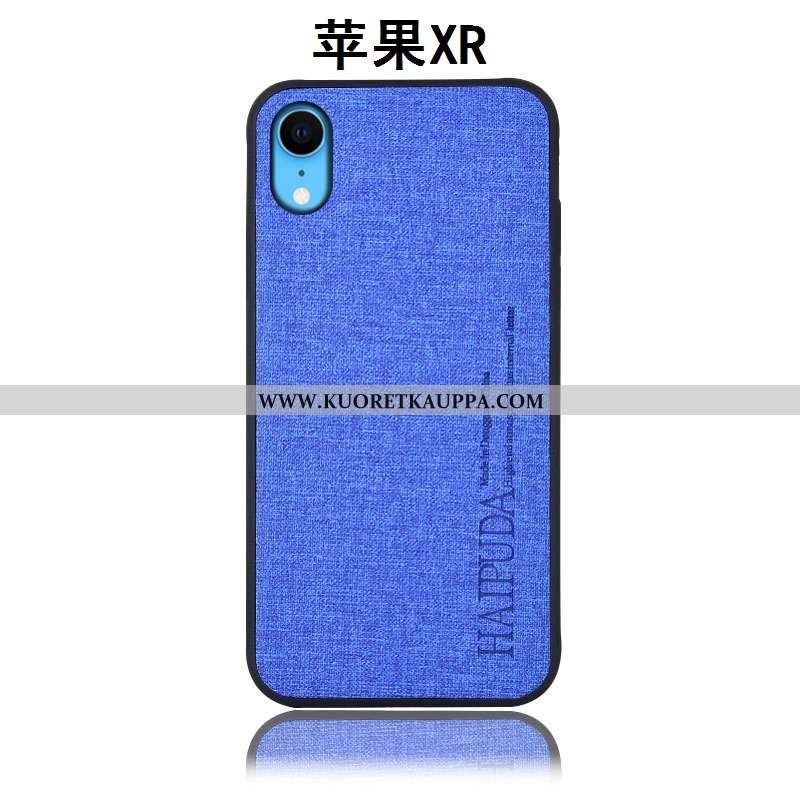 Kuori iPhone Xr, Kuoret iPhone Xr, Kotelo iPhone Xr Pellava Nahkakuori Takakansi Sininen