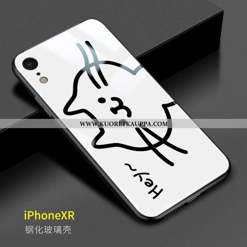 Kuori iPhone Xr, Kuoret iPhone Xr, Kotelo iPhone Xr Sarjakuva Ihana Hauska Kova Kissa Valkoinen