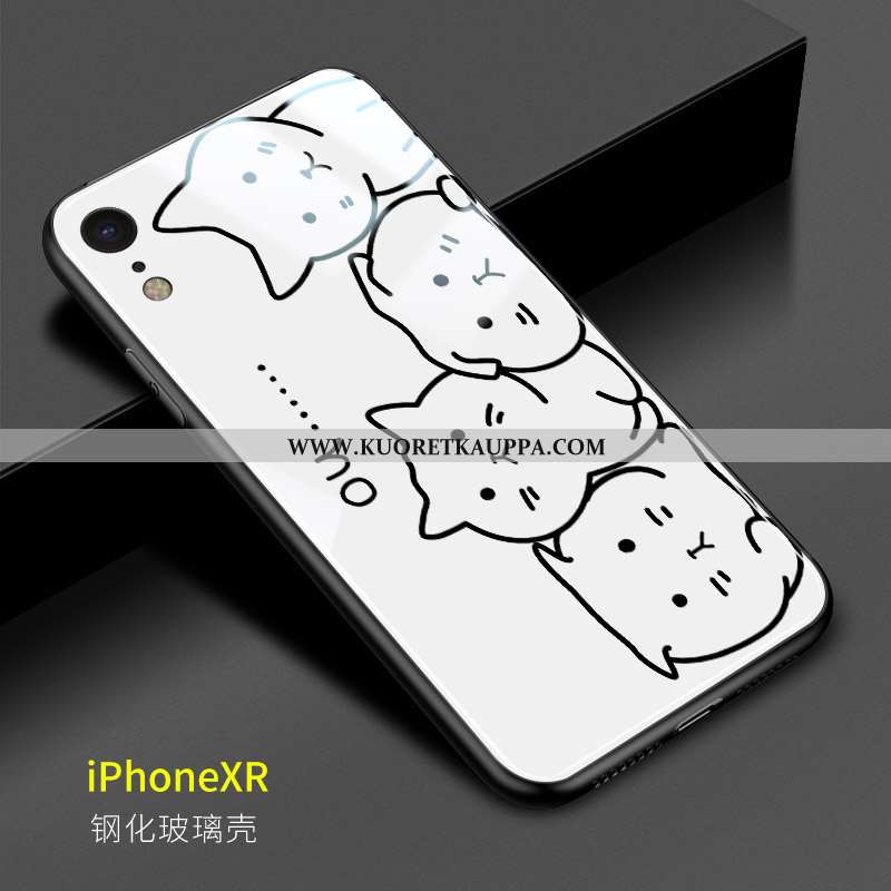Kuori iPhone Xr, Kuoret iPhone Xr, Kotelo iPhone Xr Sarjakuva Ihana Hauska Kova Kissa Valkoinen