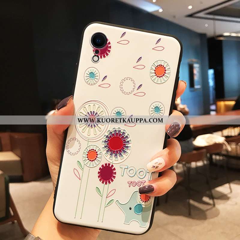 Kuori iPhone Xr, Kuoret iPhone Xr, Kotelo iPhone Xr Sarjakuva Ihana Murtumaton Pehmeä Neste Valkoine