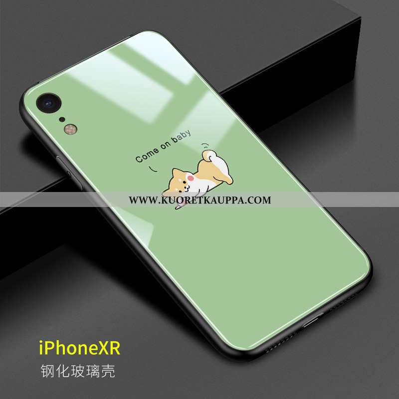 Kuori iPhone Xr, Kuoret iPhone Xr, Kotelo iPhone Xr Suojaus Lasi Ihana Pehmeä Neste Sarjakuva Vihreä