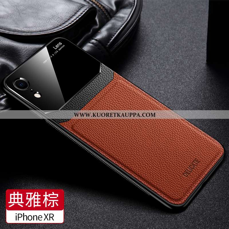 Kuori iPhone Xr, Kuoret iPhone Xr, Kotelo iPhone Xr Suojaus Lasi Kukkakuvio Peili Musta Mustat