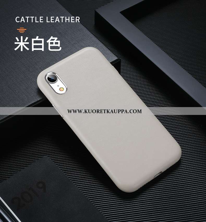 Kuori iPhone Xr, Kuoret iPhone Xr, Kotelo iPhone Xr Suojaus Nahkakuori Liiketoiminta Valo Beige