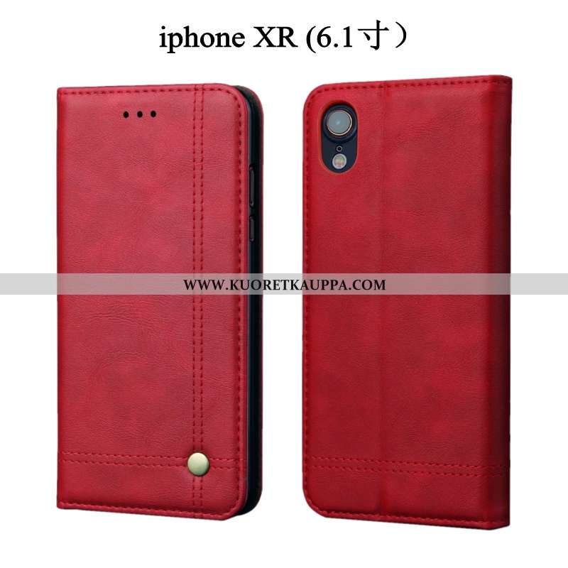 Kuori iPhone Xr, Kuoret iPhone Xr, Kotelo iPhone Xr Suojaus Nahkakuori Puhelimen Murtumaton Ruskea