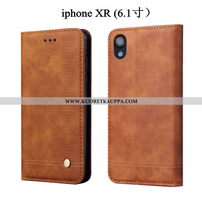 Kuori iPhone Xr, Kuoret iPhone Xr, Kotelo iPhone Xr Suojaus Nahkakuori Puhelimen Murtumaton Ruskea