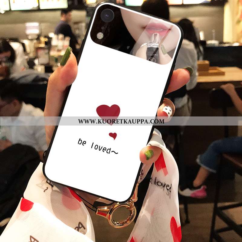Kuori iPhone Xr, Kuoret iPhone Xr, Kotelo iPhone Xr Suuntaus Lasi Yksinkertainen Jauhe Net Red Pinkk