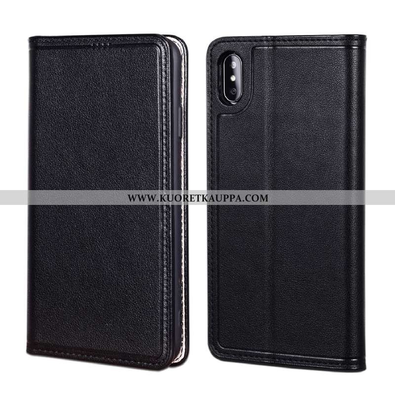 Kuori iPhone Xs, Kuoret iPhone Xs, Kotelo iPhone Xs Aito Nahka Nahka Musta Suojauskuori Mustat