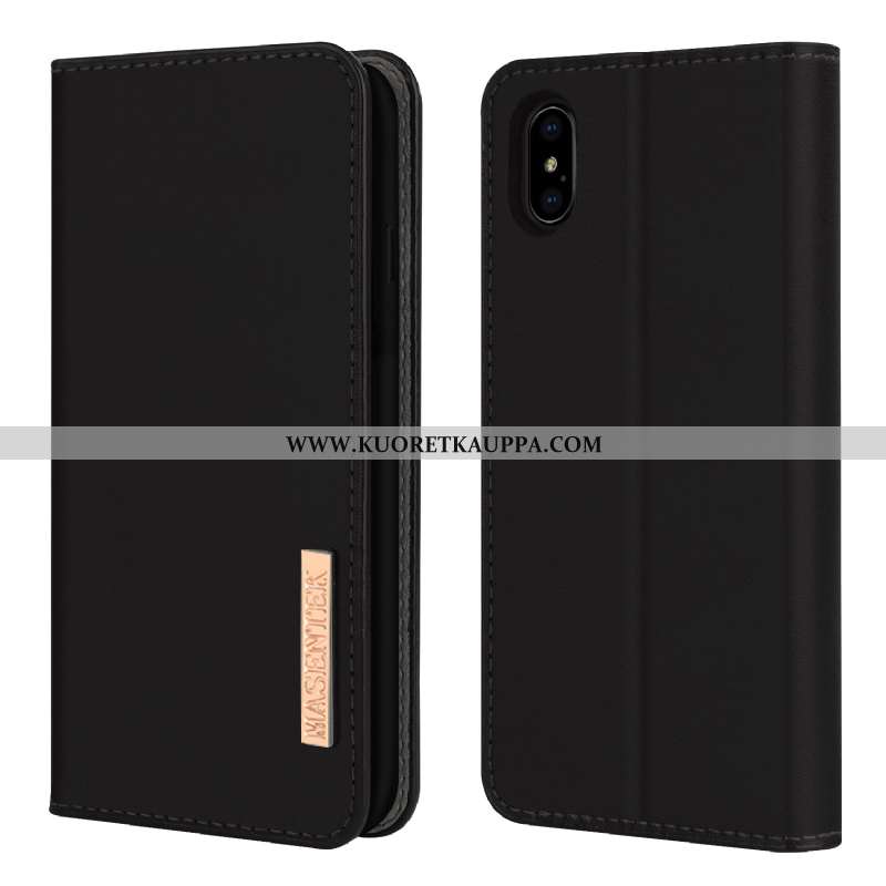 Kuori iPhone Xs, Kuoret iPhone Xs, Kotelo iPhone Xs Aito Nahka Nahka Musta Suojauskuori Mustat