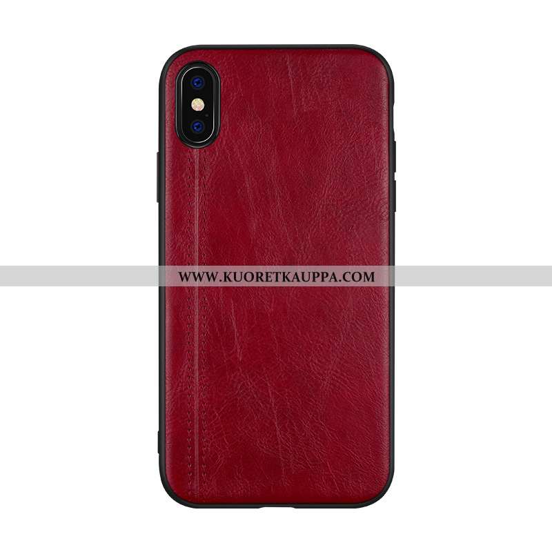Kuori iPhone Xs, Kuoret iPhone Xs, Kotelo iPhone Xs Aito Nahka Suuntaus Puhelimen Nahkakuori Tummans