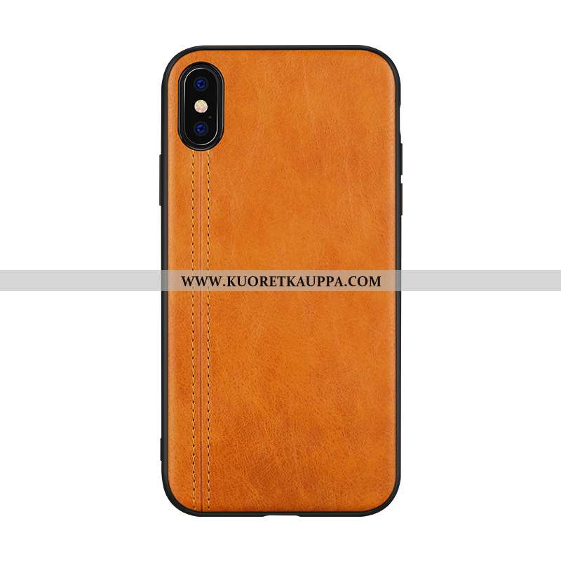 Kuori iPhone Xs, Kuoret iPhone Xs, Kotelo iPhone Xs Aito Nahka Suuntaus Puhelimen Nahkakuori Tummans
